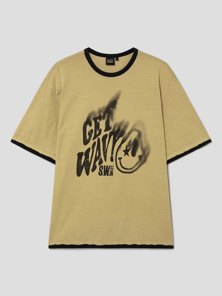 S.W.Smiley Garment-Dyed Short-Sleeve Tee - Yellow
