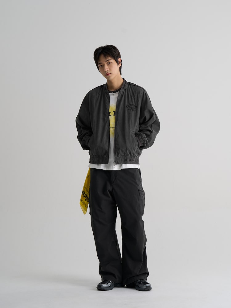 S.W.Smiley Natural Varsity Jacket - Ash