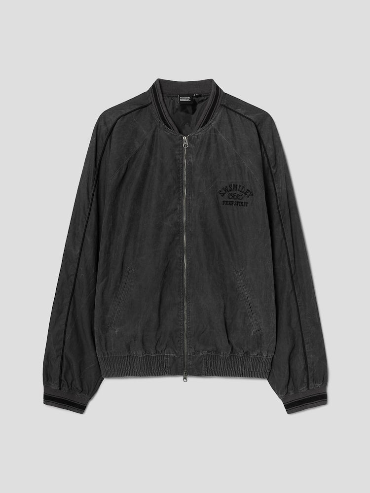 S.W.Smiley Natural Varsity Jacket - Ash