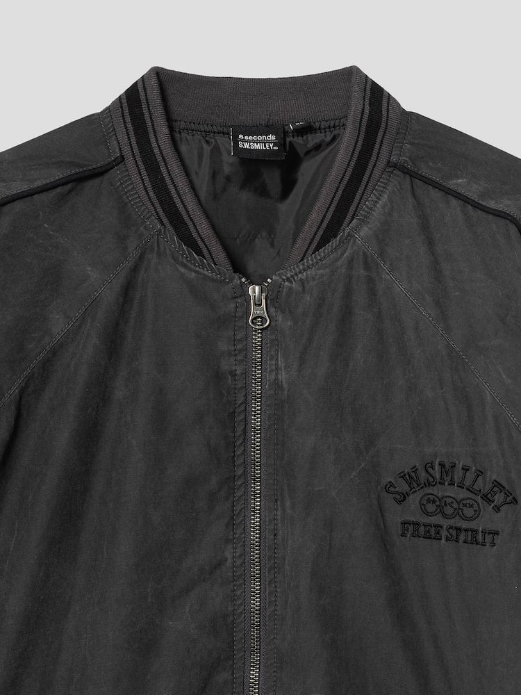 S.W.Smiley Natural Varsity Jacket - Ash