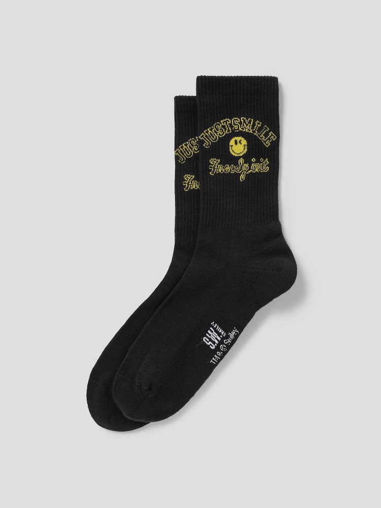 S.W.Smiley Men's Socks 2-Piece Set - White