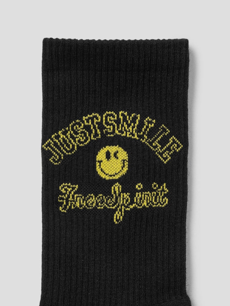 S.W.Smiley Men's Socks 2-Piece Set - White