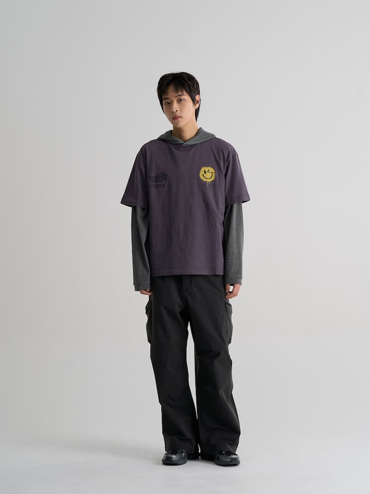 S.W.Smiley Garment-Dyed Short-Sleeve Tee - Purple