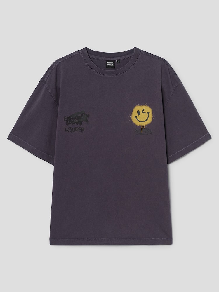 S.W.Smiley Garment-Dyed Short-Sleeve Tee - Purple