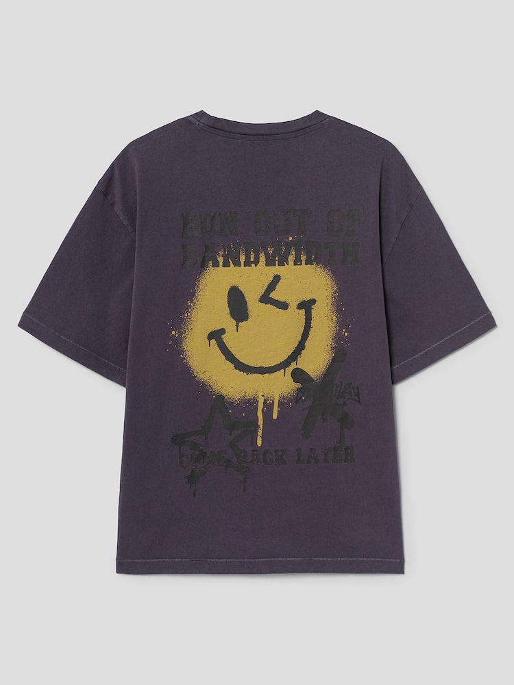 S.W.Smiley Garment-Dyed Short-Sleeve Tee - Purple