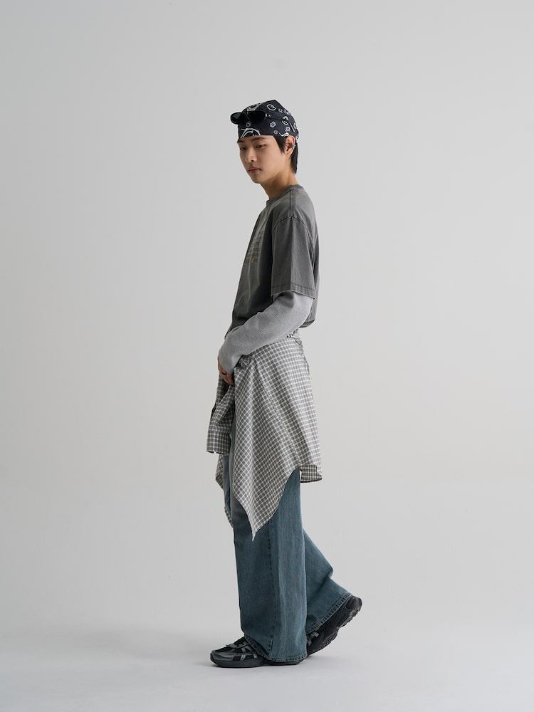 S.W.Smiley Garment-Dyed Short-Sleeve Tee - Ash