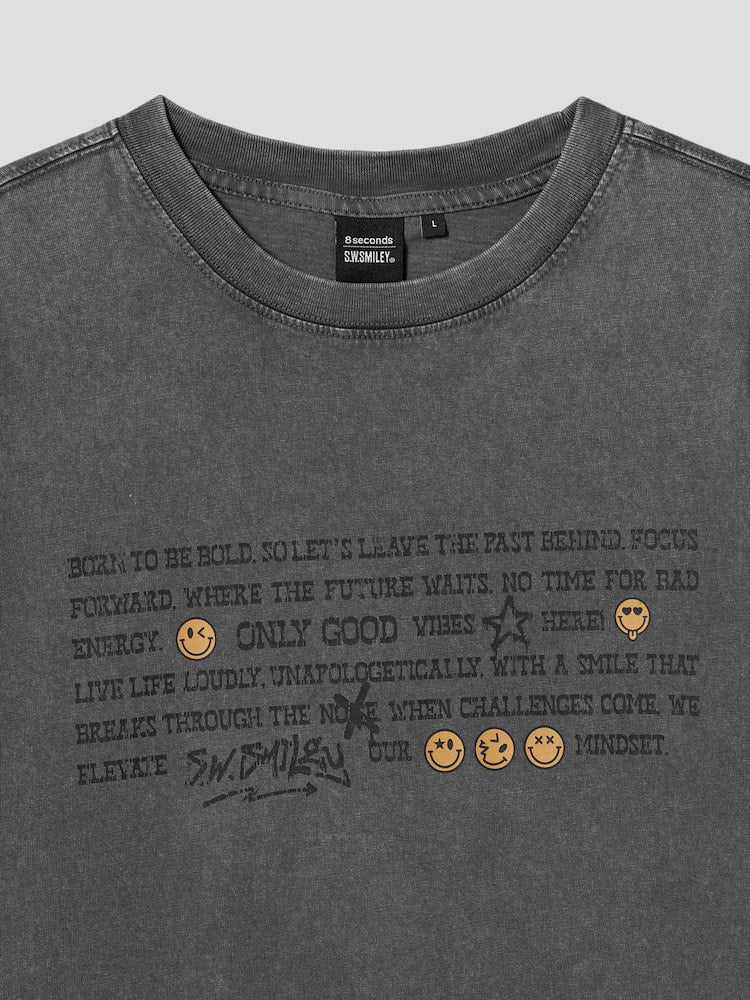 S.W.Smiley Garment-Dyed Short-Sleeve Tee - Ash