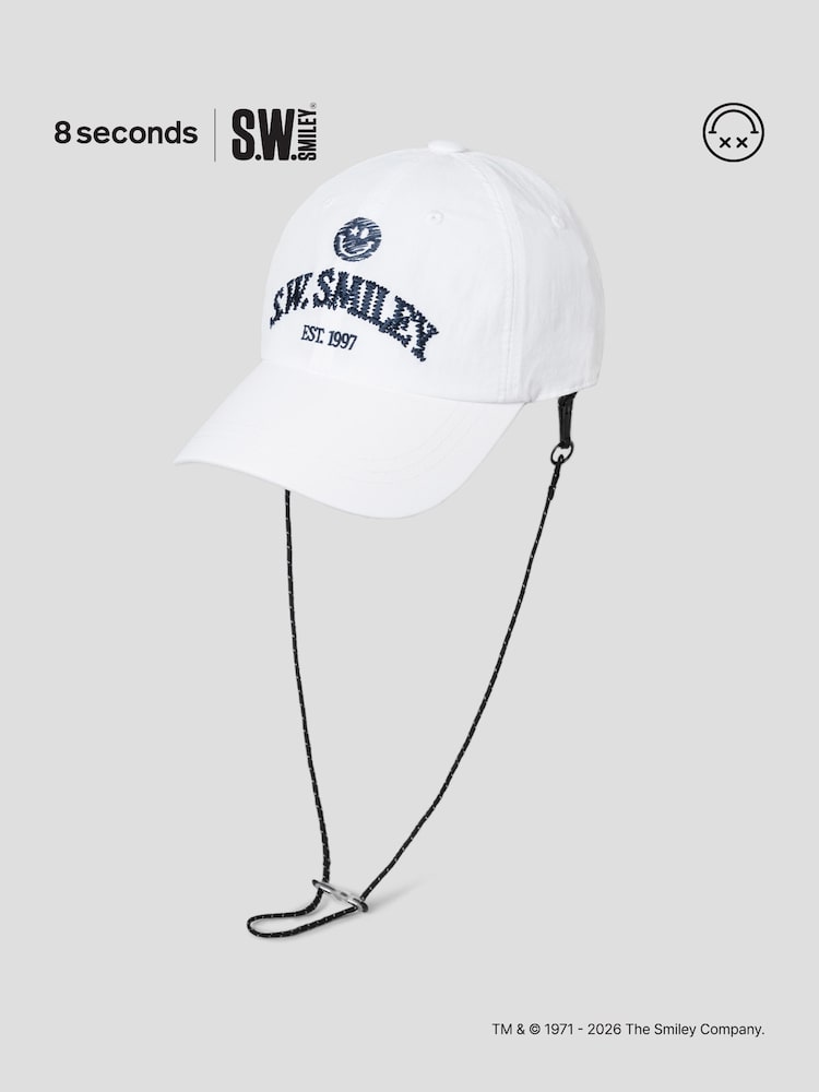 S.W.SMILEY® Embroidered Logo Ball Cap - White