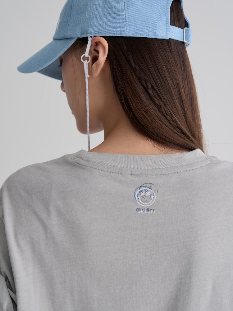 S.W.SMILEY® Garment-Dyed Graphic Short-Sleeve T-Shirt - Light Grey