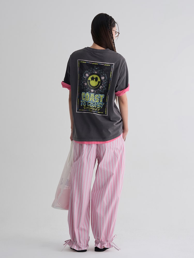 S.W.SMILEY® Garment-Dyed Graphic Short-Sleeve T-Shirt - Ash