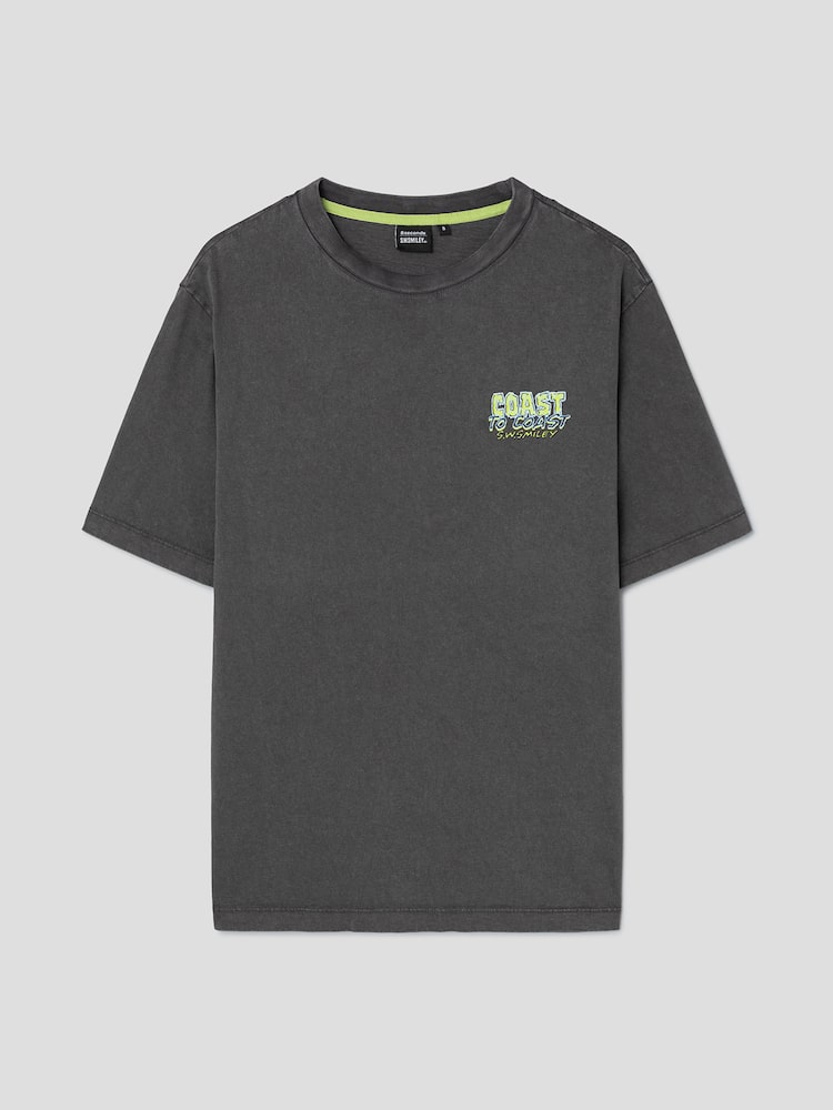 S.W.SMILEY® Garment-Dyed Graphic Short-Sleeve T-Shirt - Ash