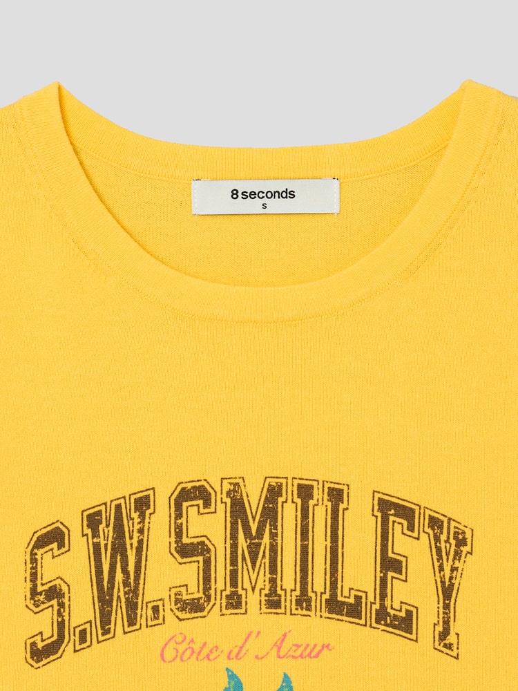 S.W.SMILEY® Graphic Knit Short Sleeve Pullover - Yellow