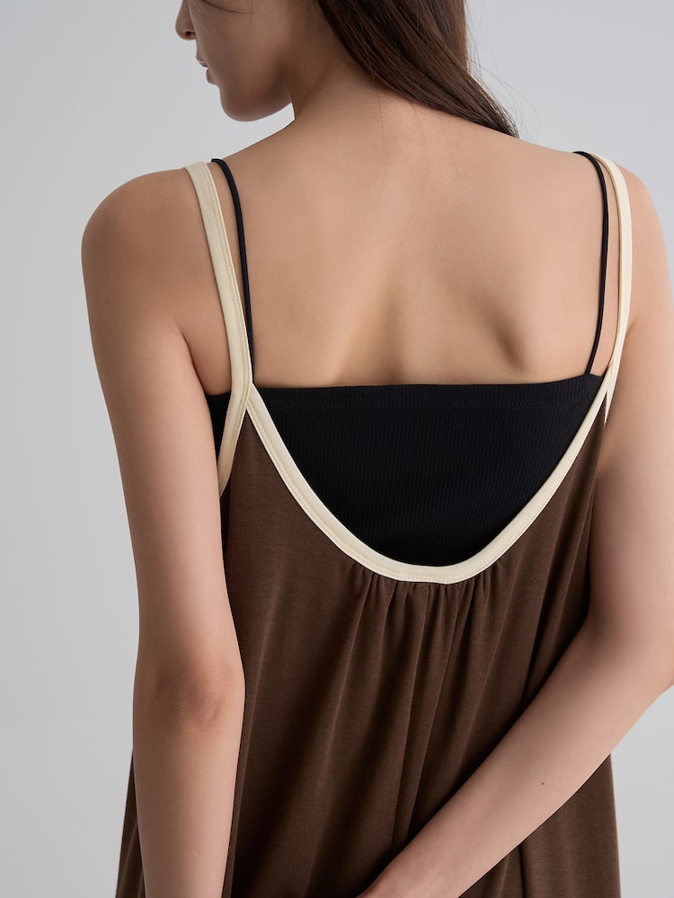 S.W.SMILEY® Jersey Sleeveless Long Dress_Solid - Brown