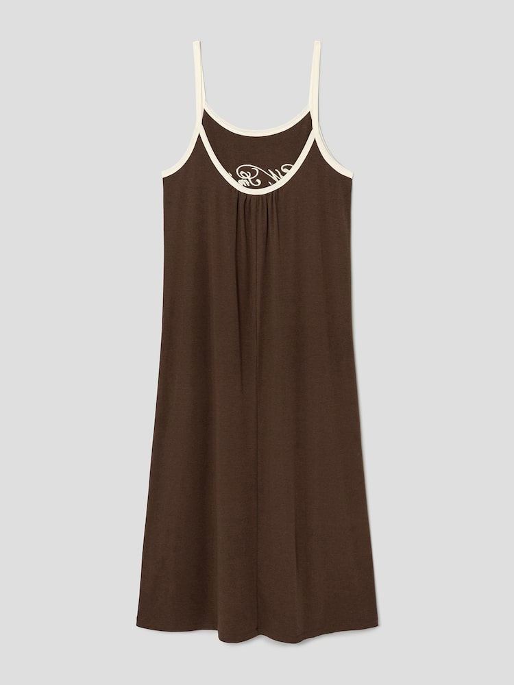 S.W.SMILEY® Jersey Sleeveless Long Dress_Solid - Brown