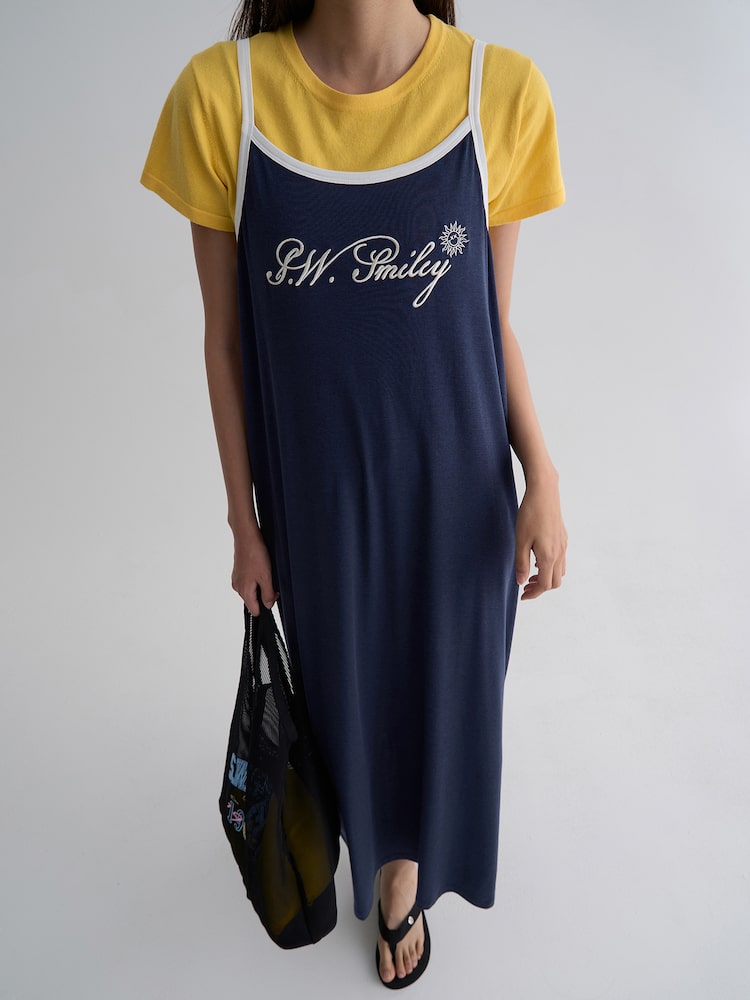 S.W.SMILEY® Jersey Sleeveless Long Dress_Solid - Blue