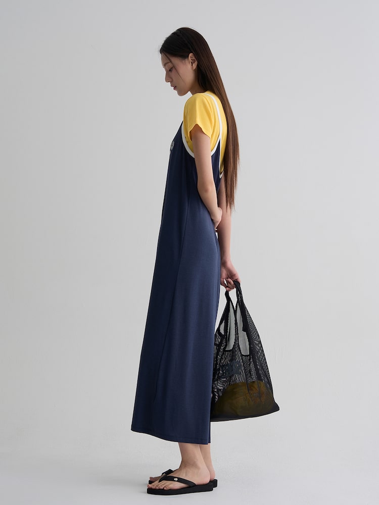 S.W.SMILEY® Jersey Sleeveless Long Dress_Solid - Blue