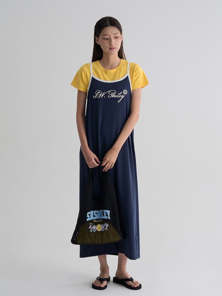 S.W.SMILEY® Jersey Sleeveless Long Dress_Solid - Blue