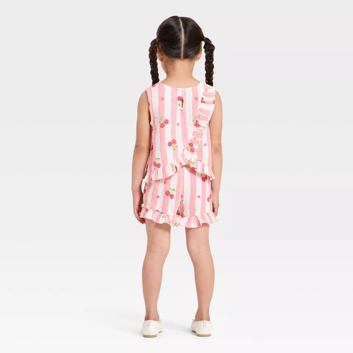 Toddler Girls' 2pc Smiley World Gauze Tank & Shorts Set - Pink 5T