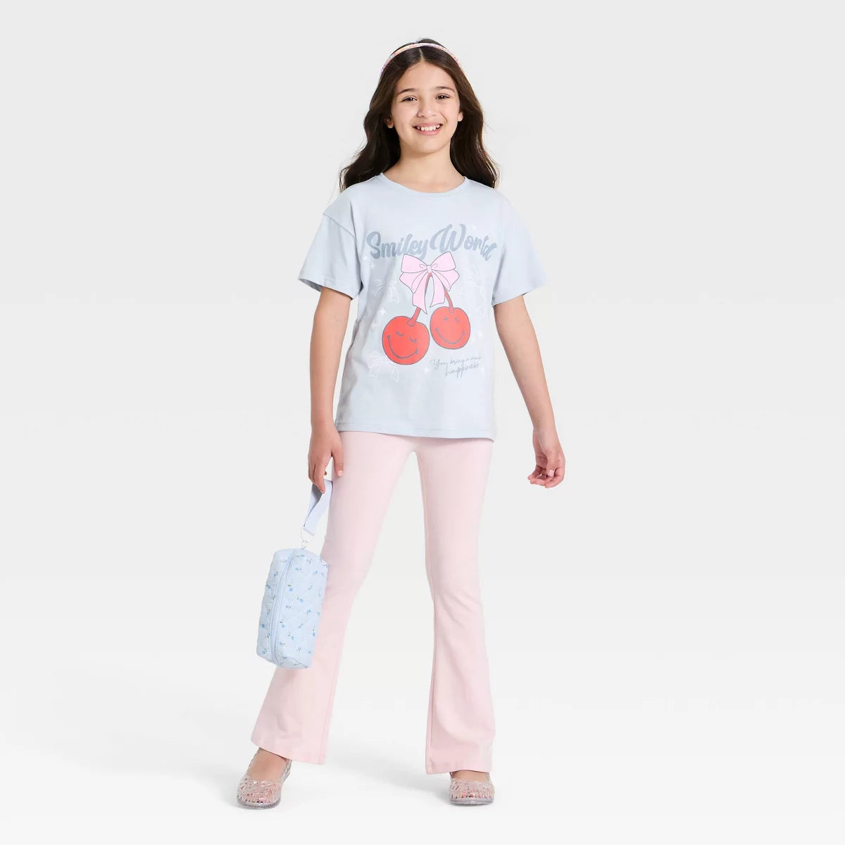 Girls' SmileyWorld Cherry Short Sleeve Graphic T-Shirt - Blue