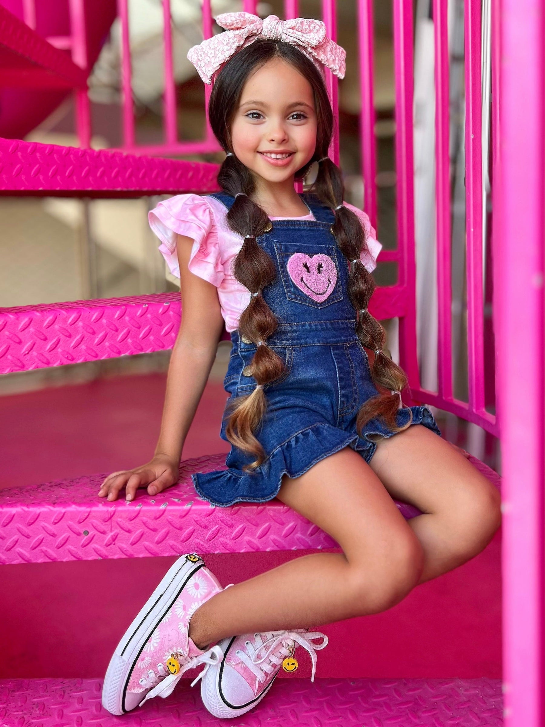 SmileyWorld Happy Heart Denim Shortall Set