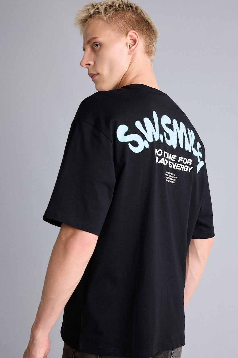 S.W.Smiley Fit Printed T-Shirt