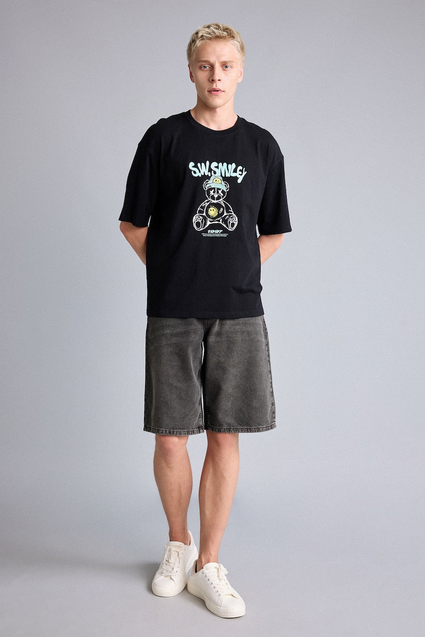 S.W.Smiley Fit Printed T-Shirt
