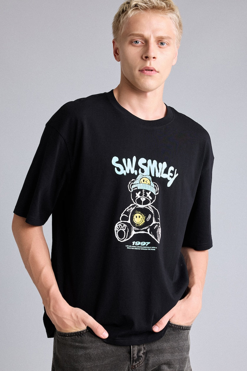 S.W.Smiley Fit Printed T-Shirt