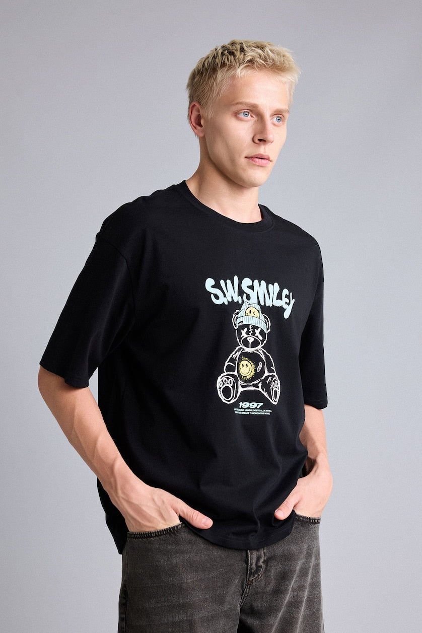 S.W.Smiley Fit Printed T-Shirt
