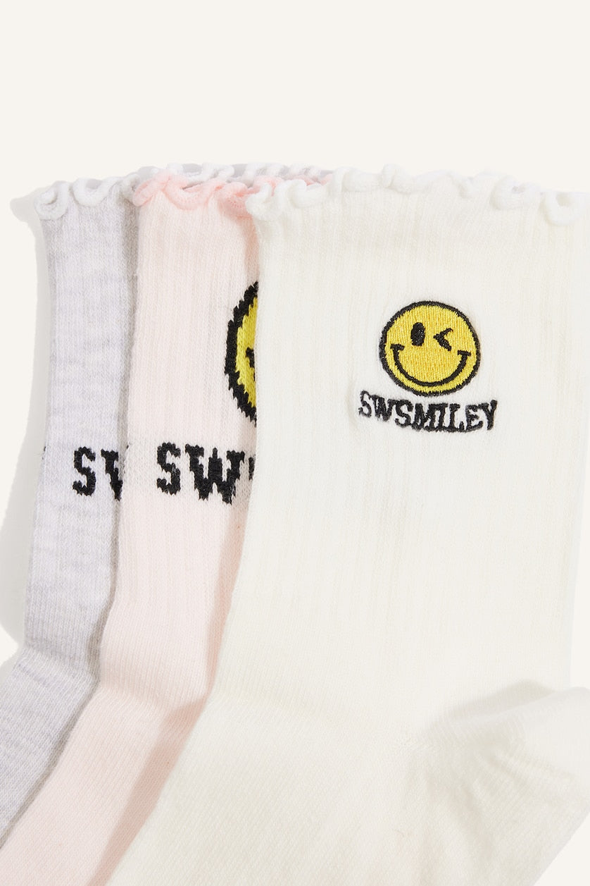 Woman S.W.Smiley 3 Piece Cotton Long Socks