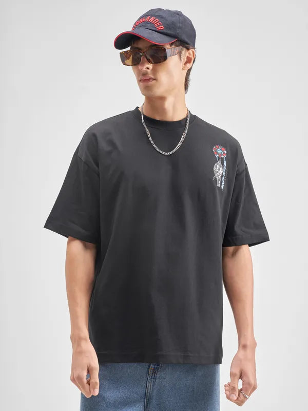 Highlander Men Black SmileyWorld® Printed Round Neck T-Shirt