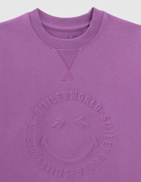 Boys’ Purple Sweatshirt with Embossed SmileyWorld Image