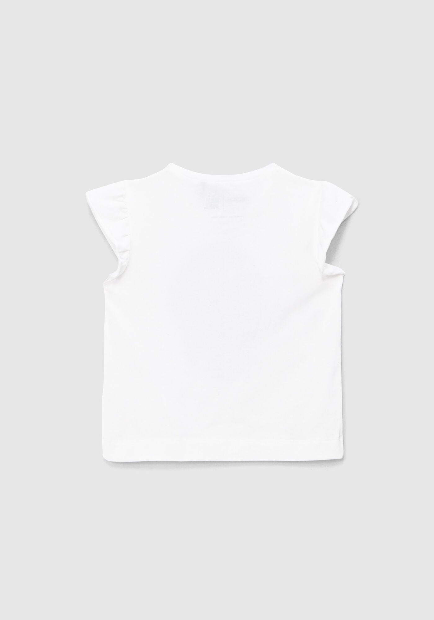 Girls’ White T-Shirt with Glittery Blue SmileyWorld Print