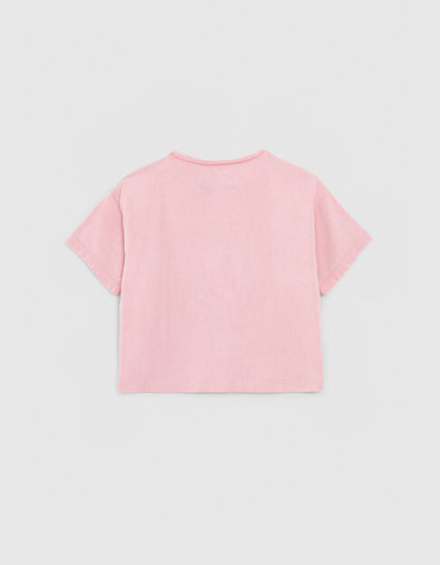 Girls’ Pink T-Shirt with SmileyWorld Embroidery