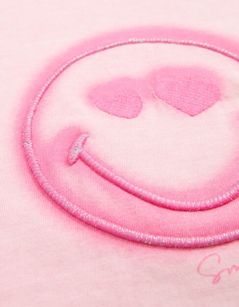 Girls’ Pink T-Shirt with SmileyWorld Embroidery