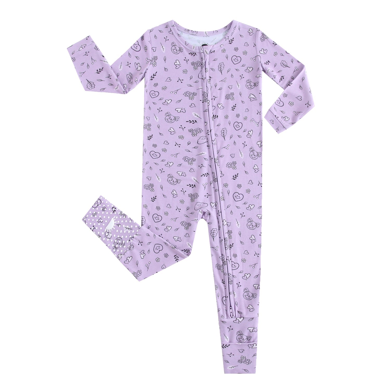 Flexi-Fit Zip PJ - Mini Smiley® Lilac Doodle - Luxe Bamboo