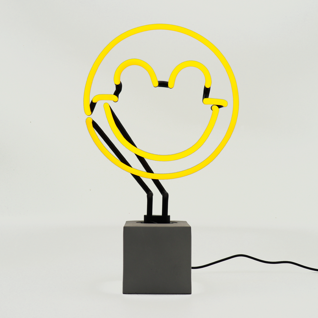 Happy: S.W.Smiley Concrete Base Glass Neon