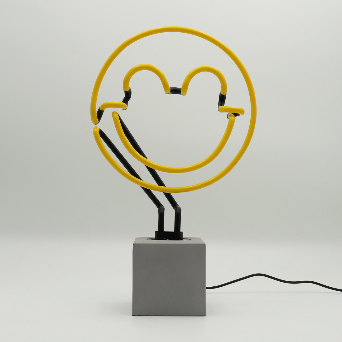 Happy: S.W.Smiley Concrete Base Glass Neon