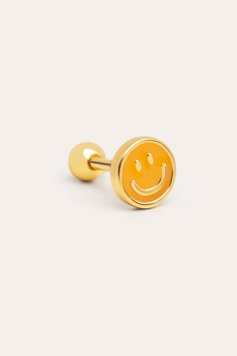 Gold Smiley Face Earrings 18K Gold Just For Fun Earrings Pavé
