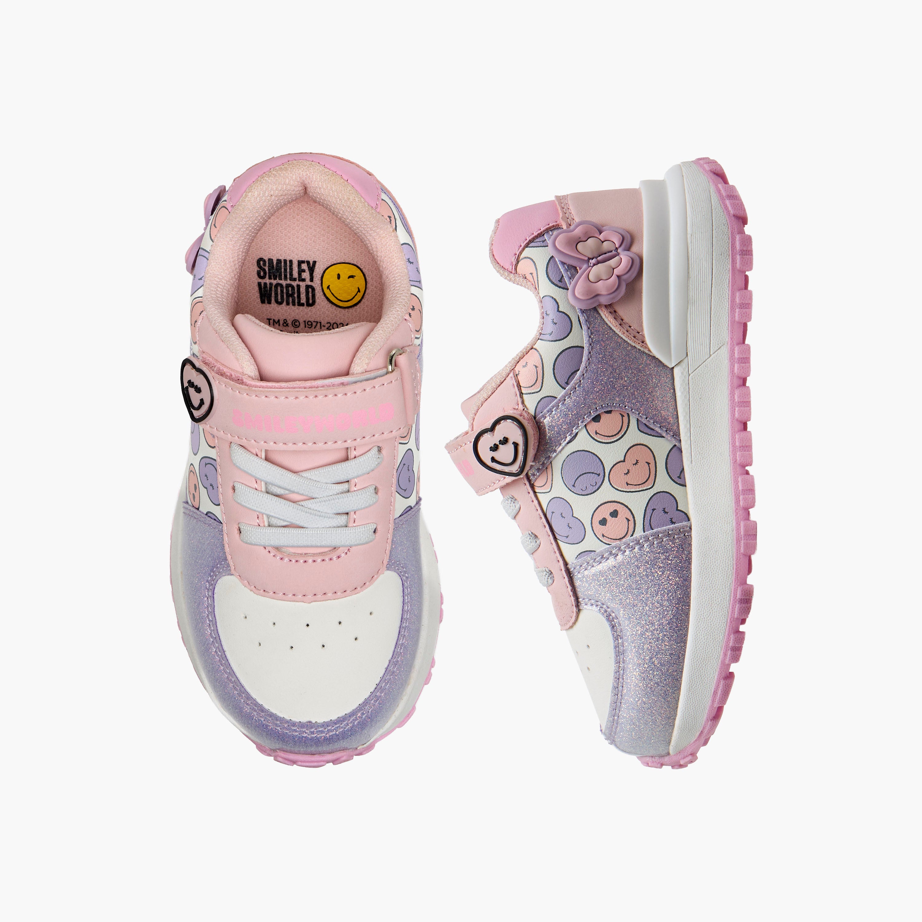 SmileyWorld Girls Hook and Loop Ankle Sneakers