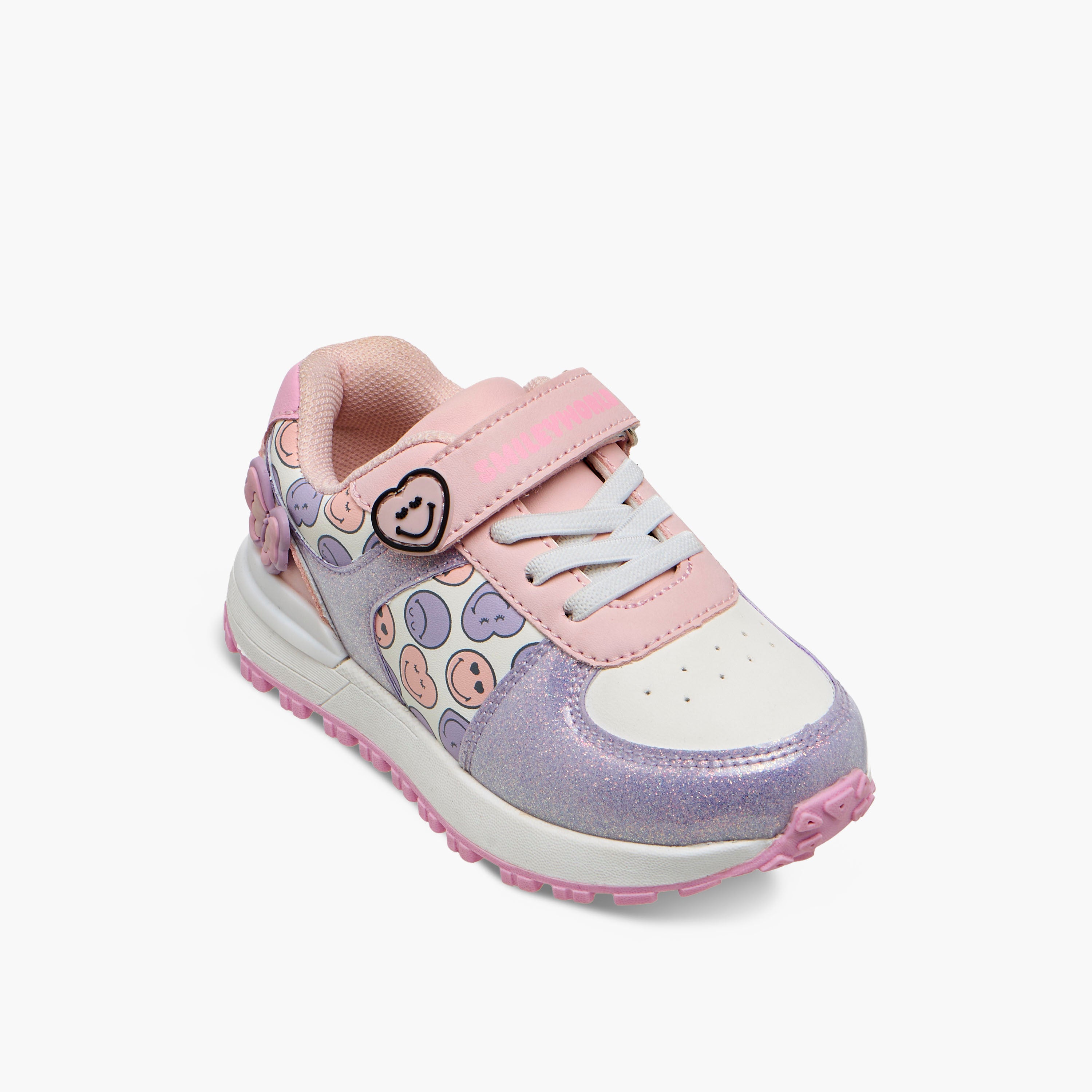 SmileyWorld Girls Hook and Loop Ankle Sneakers