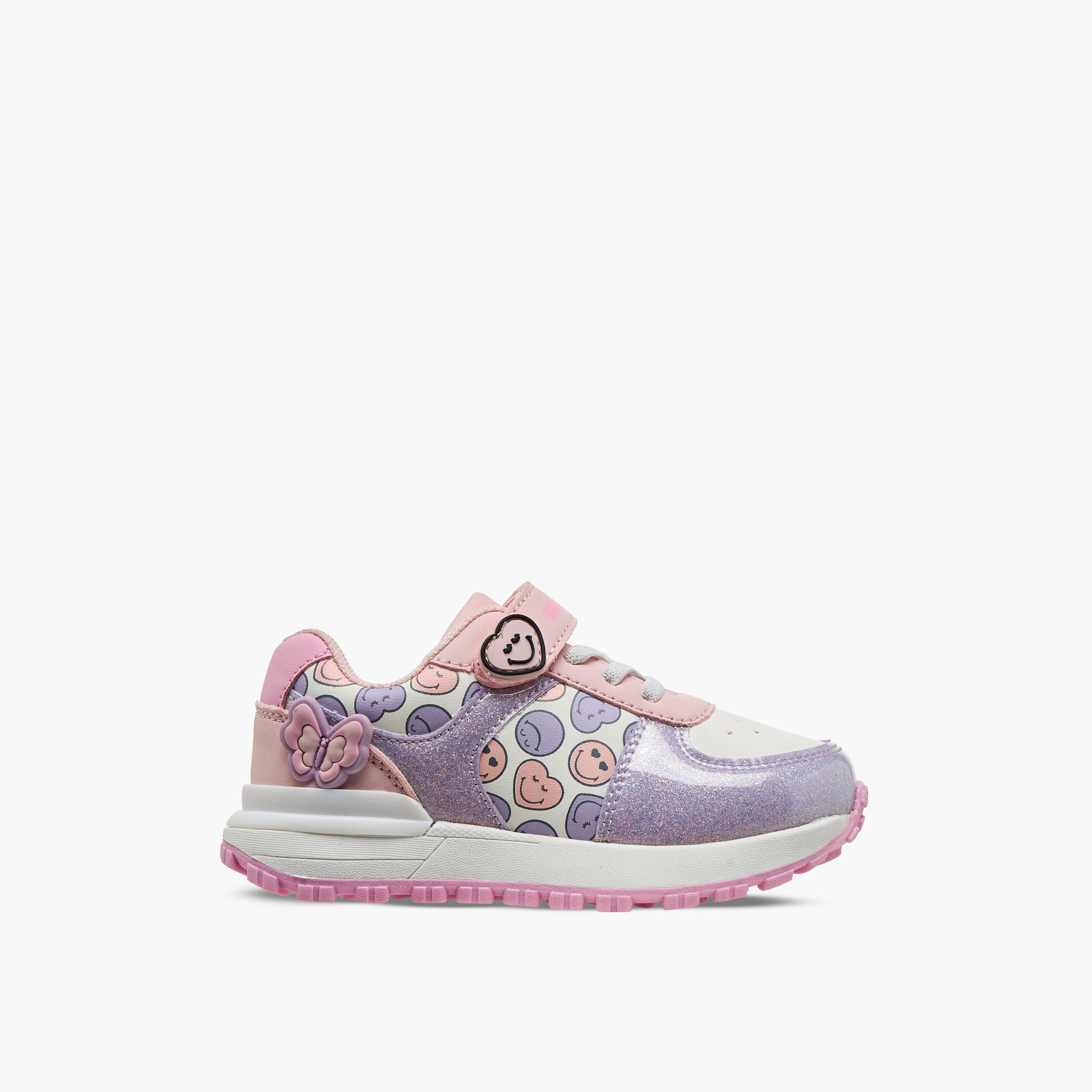 SmileyWorld Girls Hook and Loop Ankle Sneakers