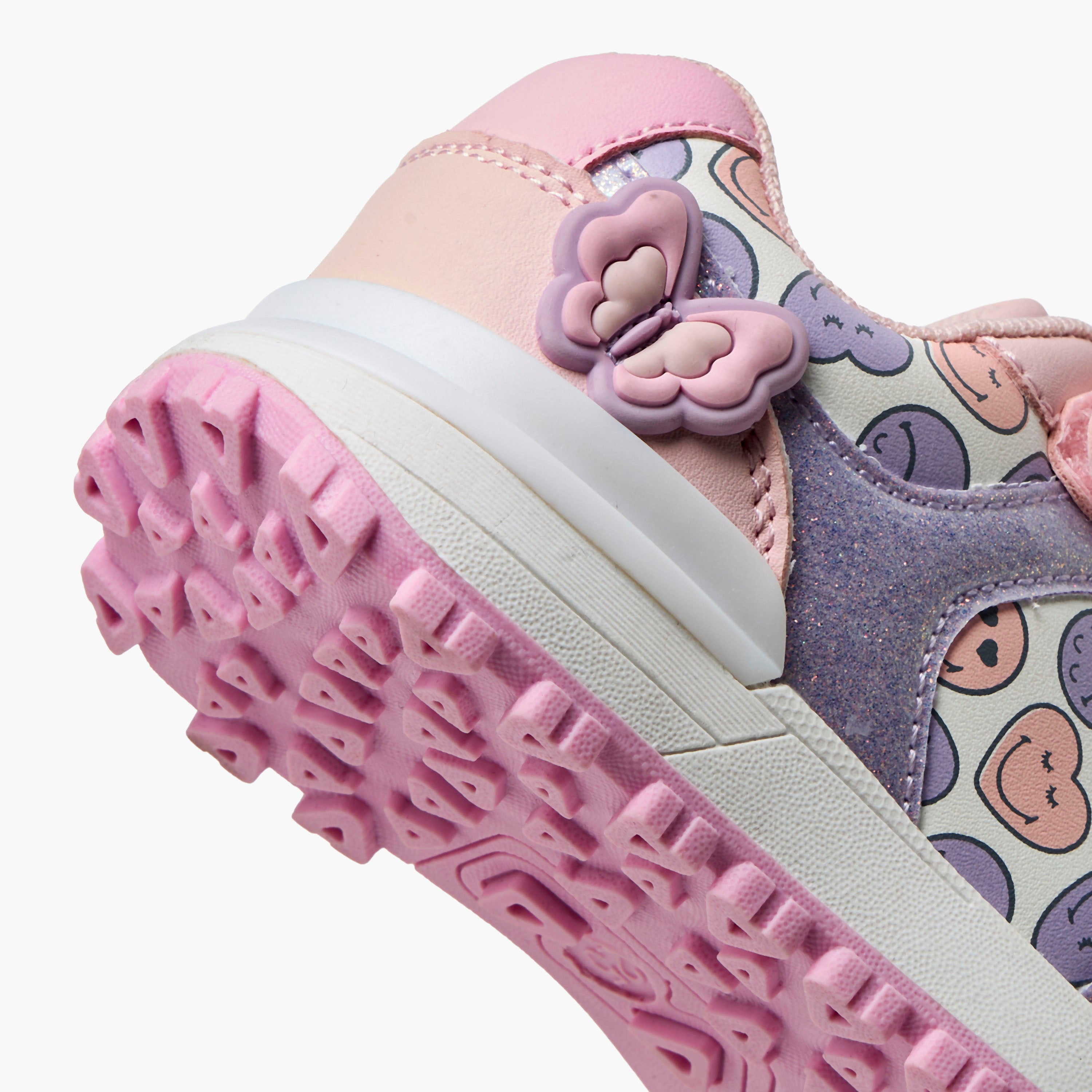 SmileyWorld Girls Hook and Loop Ankle Sneakers