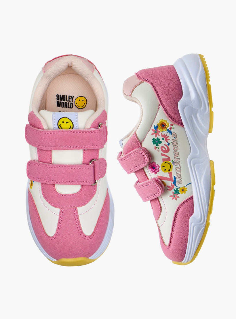 SmileyWorld Girls Hook and Loop Ankle Sneakers