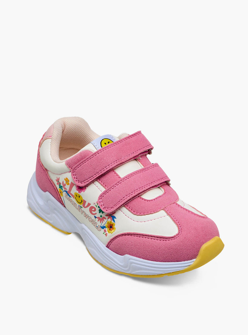SmileyWorld Girls Hook and Loop Ankle Sneakers