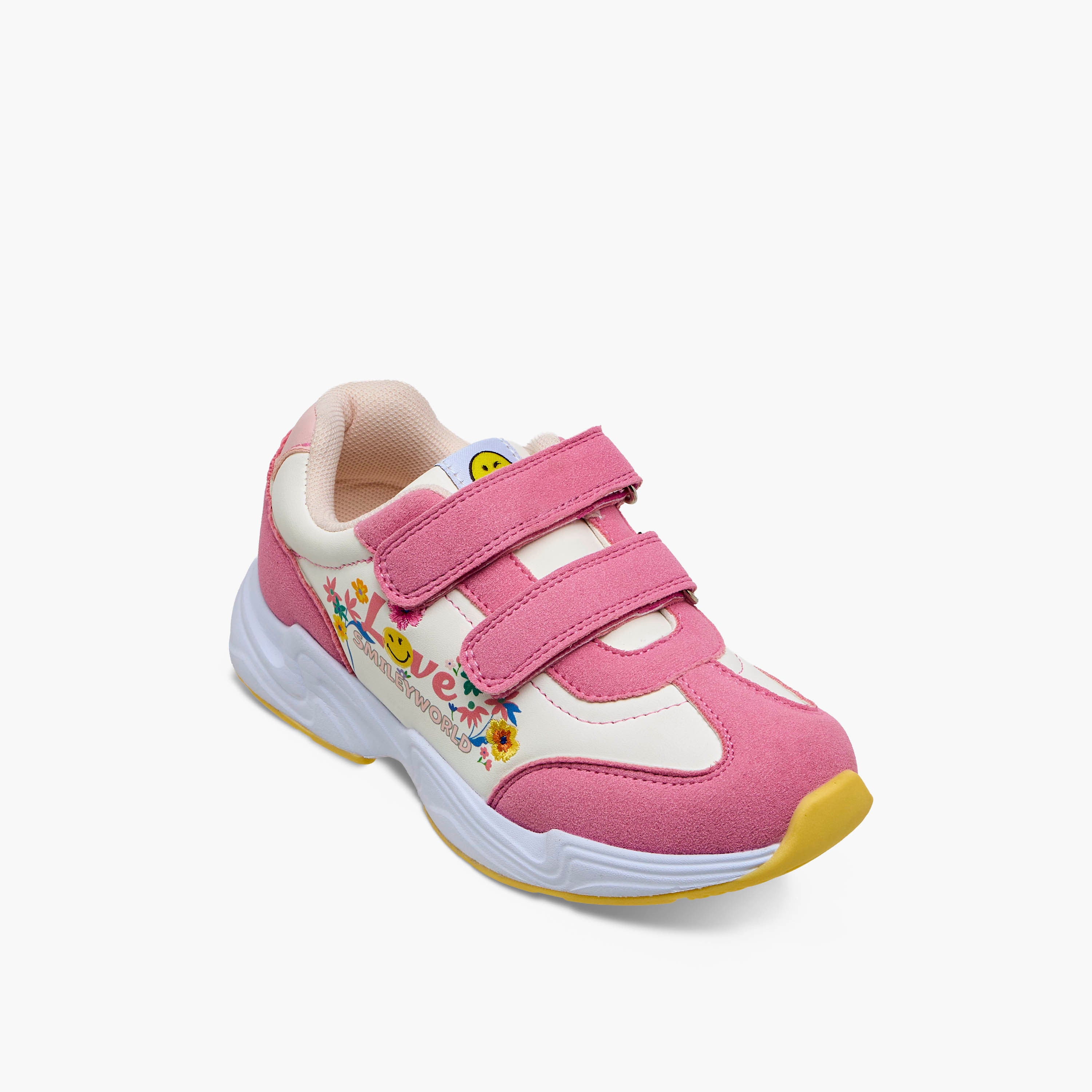 SmileyWorld Girls Hook and Loop Ankle Sneakers