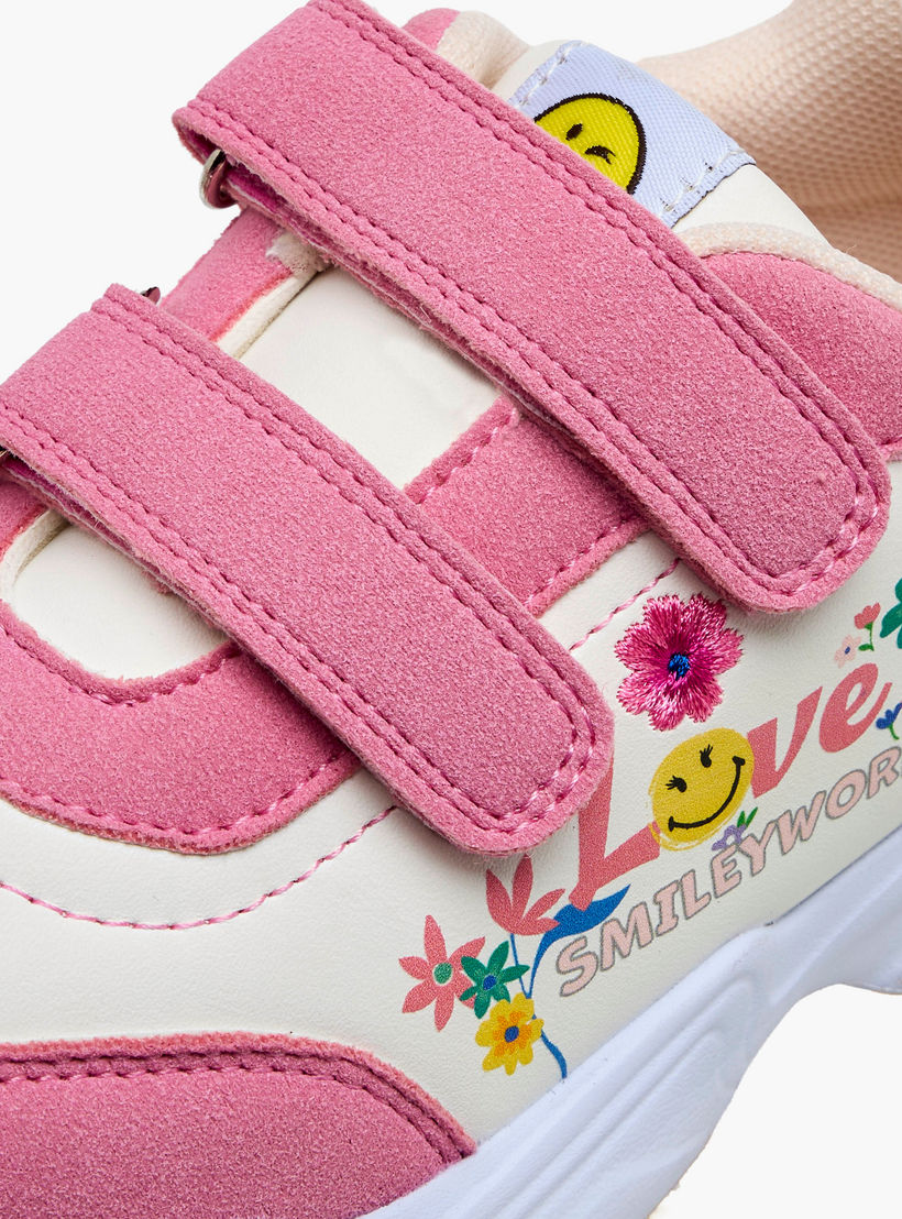 SmileyWorld Girls Hook and Loop Ankle Sneakers