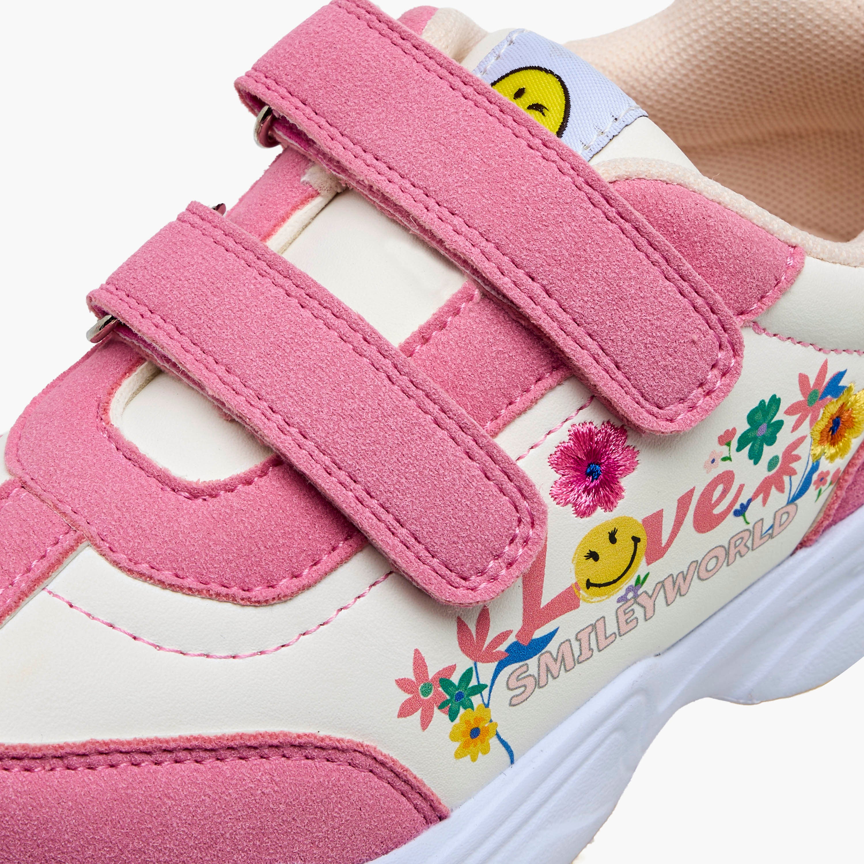 SmileyWorld Girls Hook and Loop Ankle Sneakers