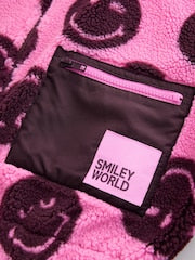 Pink/Berry Smiley Zip Up Borg Jacket (3-16yrs)