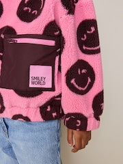 Pink/Berry Smiley Zip Up Borg Jacket (3-16yrs)