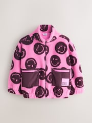 Pink/Berry Smiley Zip Up Borg Jacket (3-16yrs)